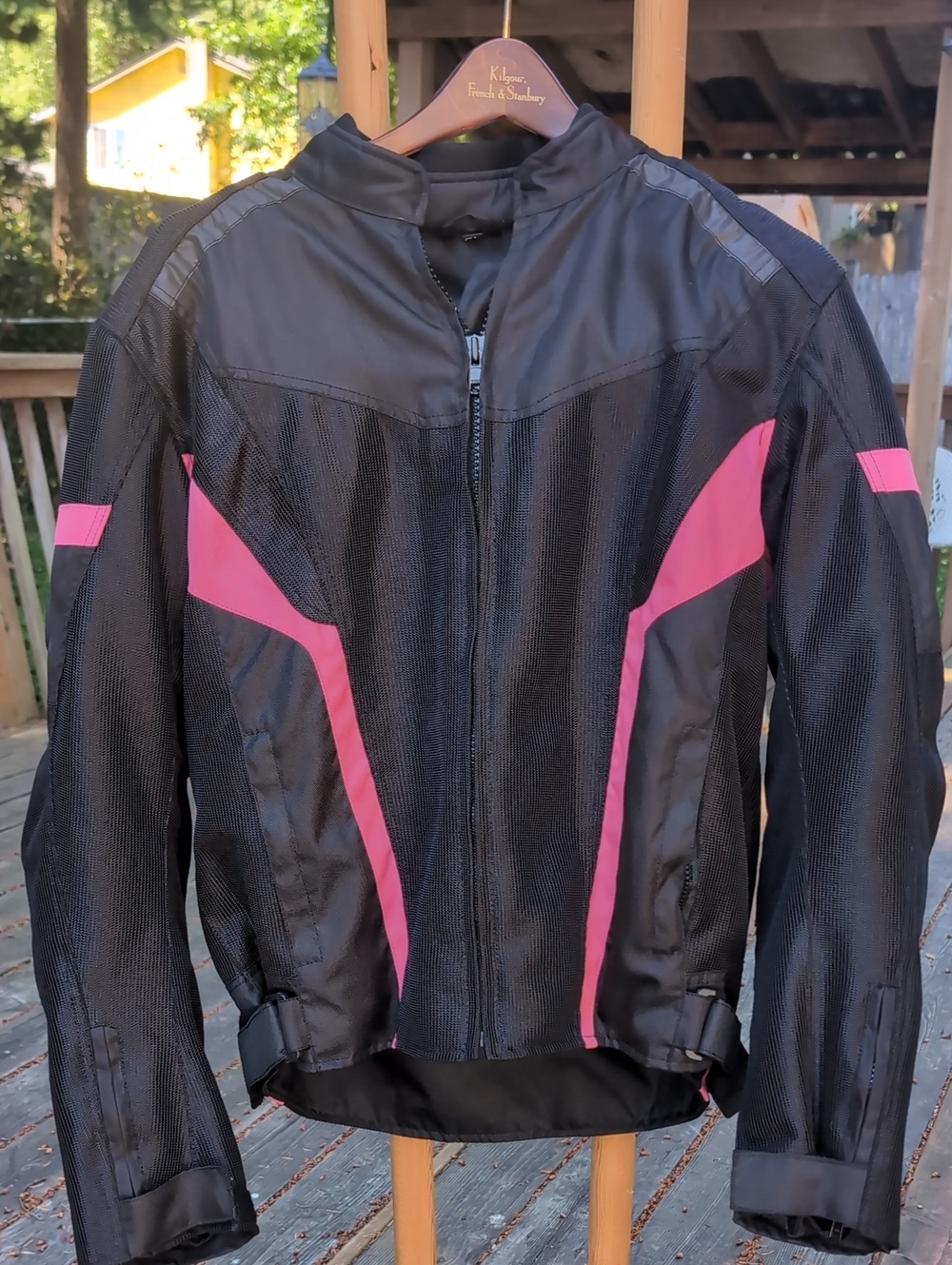Women's All Weather Vance Leather Black and Pink Mesh Motorcycle Jacket